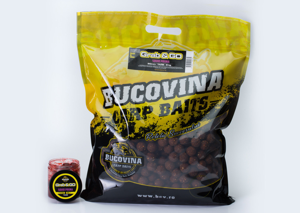 Boilies Bucovina Baits Pachetul Grab & GO – Squid Pruna Tare 24mm 5kg